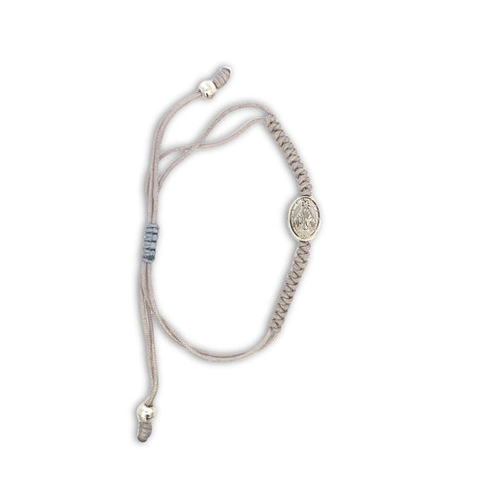 Pulsera tejida de la virgen de la medalla milagrosa