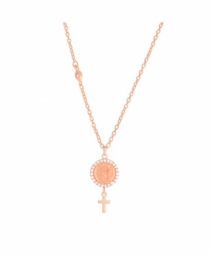 Medalla de la Virgen de Guadalupe mini con Cruz