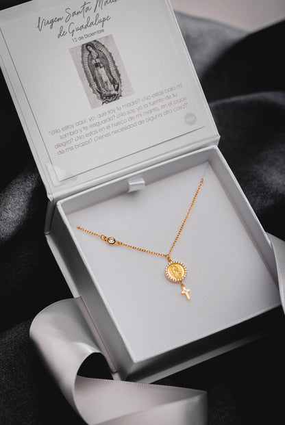 Medalla de la Virgen de Guadalupe mini con Cruz